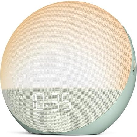 Sunrise Alarm Clock White Noise Machine: Natural Wake Up Light - Dimmable Clock with Bluetooth Speaker for Bedroom - 25 Sleep Sounds for Baby Adults Kids Sage Green