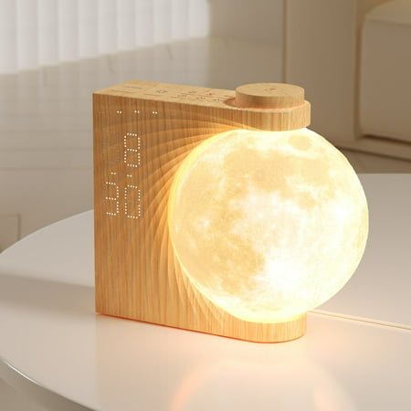 Sunrise Wake Up Light 3-in-1 Moon Dual Alarm Clock With RGB Light & Natural Sounds