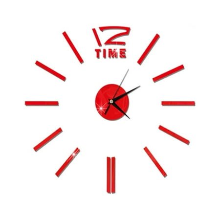 TAILTOSS 1Pack Unique Wall Clock Red Square Metal Frameless Mirror For Kids Bedroom Decoration