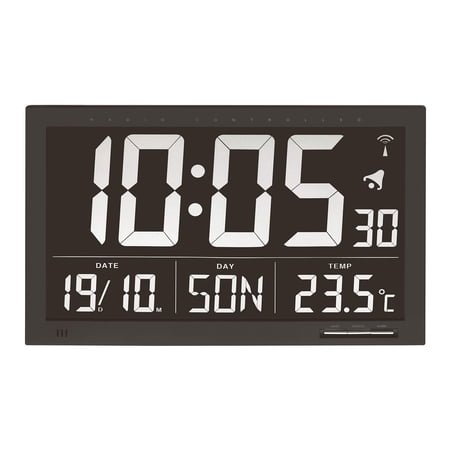 TFA 60.4505 Radio Controlled Digital Wall Clock with Large Display Black