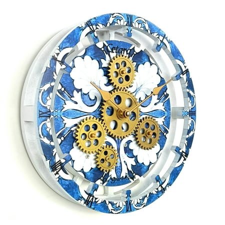 THE GEARS CLOCK Desk Clock with Real Moving Gears (wall clock)IT-LI_ 10 in Round Cetara