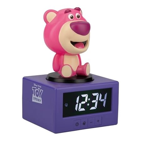 Toy Story Lotso Digital Alarm Clock with Night Light & Music – Officially Licensed Disney Pixar Bedroom Clock for Kids – Battery Powered – Fun Gift Idea & Cute Room Decor | Paladone