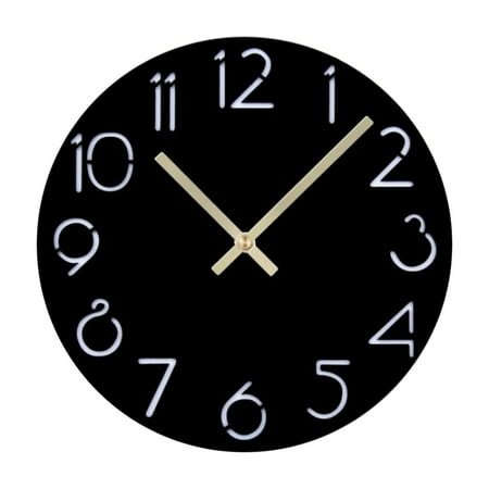 Toyvian Acrylic Wall Clock Black Round Silent Arabic Numeral Decorative Timekeeper