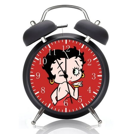 Twin Bell Betty Boop Alarm Clock with Night Light Quite Silent Non-Ticking 4 Inches Glass Face - Great for Decor Best Gift Ideas G186