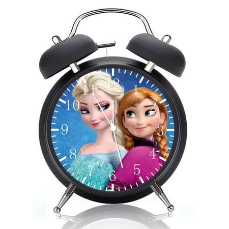 Twin Bell Frozen Alarm Clock with Night Light Quite Silent Non-Ticking 4 Inches Glass Face - Great for Decor Best Gift Ideas W475