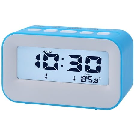 Unique Bargains Electric Alarm Clock with Temperature Display Blue 4.3L x 1.8W x 2.4H