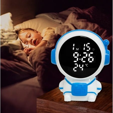 UNLLLL Astronaut Cub Electronic Alarm Clock Featuring Adjustable Night Mode And Real-Time Indoor Temperature Monitoring For Added Convenience And Comfort, for Students to Use at School or at Home