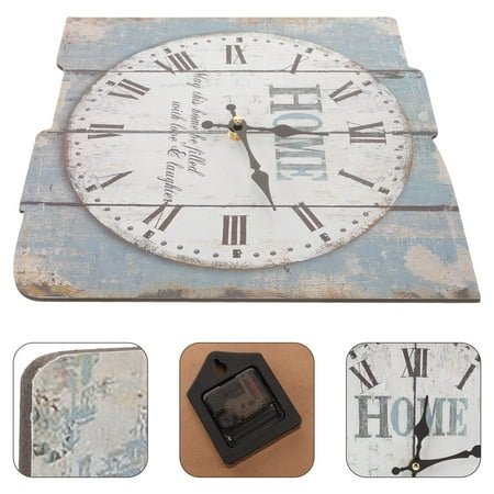 UNOMOR Wall Clock Vintage Style Square Wood Time Display for Living Room Decor 1Pack