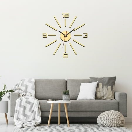 Uxcell 40-70cm Modern Frameless DIY Wall Clock, Gold