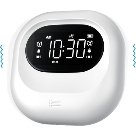 Vibrating Alarm Clock for Heavy Sleepers, Rechargeable Battery Operated Bed Shaker Under Pillow, Vibration Adjustable, Wireless,Dual Alarms,Backlight Travel Portable Digital Clock
