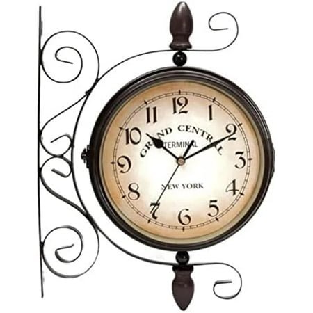 Vintage Double Sided Wall Clock Industrial Wall Clock for Outdoor Decorative Art Antique Decor Office Silent Kitchen Watches Steampunk Double Sided Mounted