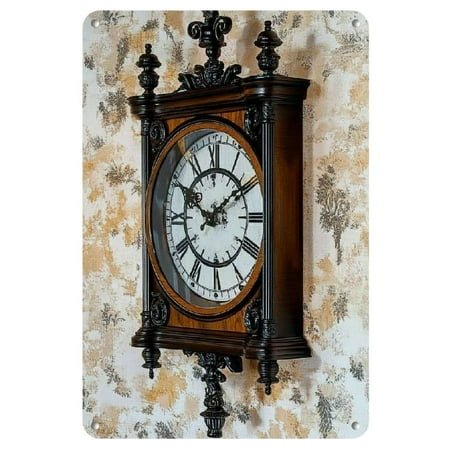 Vintage Fortuna Freiburg Wall Clock with Brass Accents, Inspired Design - Elegant Wrought Iron Artwork for Home & Office Decor, Classic 8x12 Inch Metal Tin Plate, Clock Wall Decor, 2D