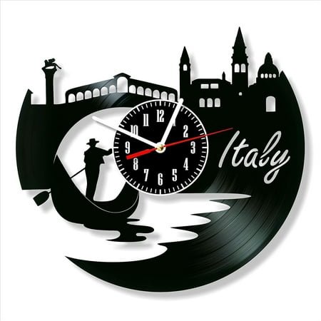 Vinyl Record Wall Clock Italy Style Silent Gift for Friend Birthday Wall Decor Retro Nostalgic Home Decor 12 Inch