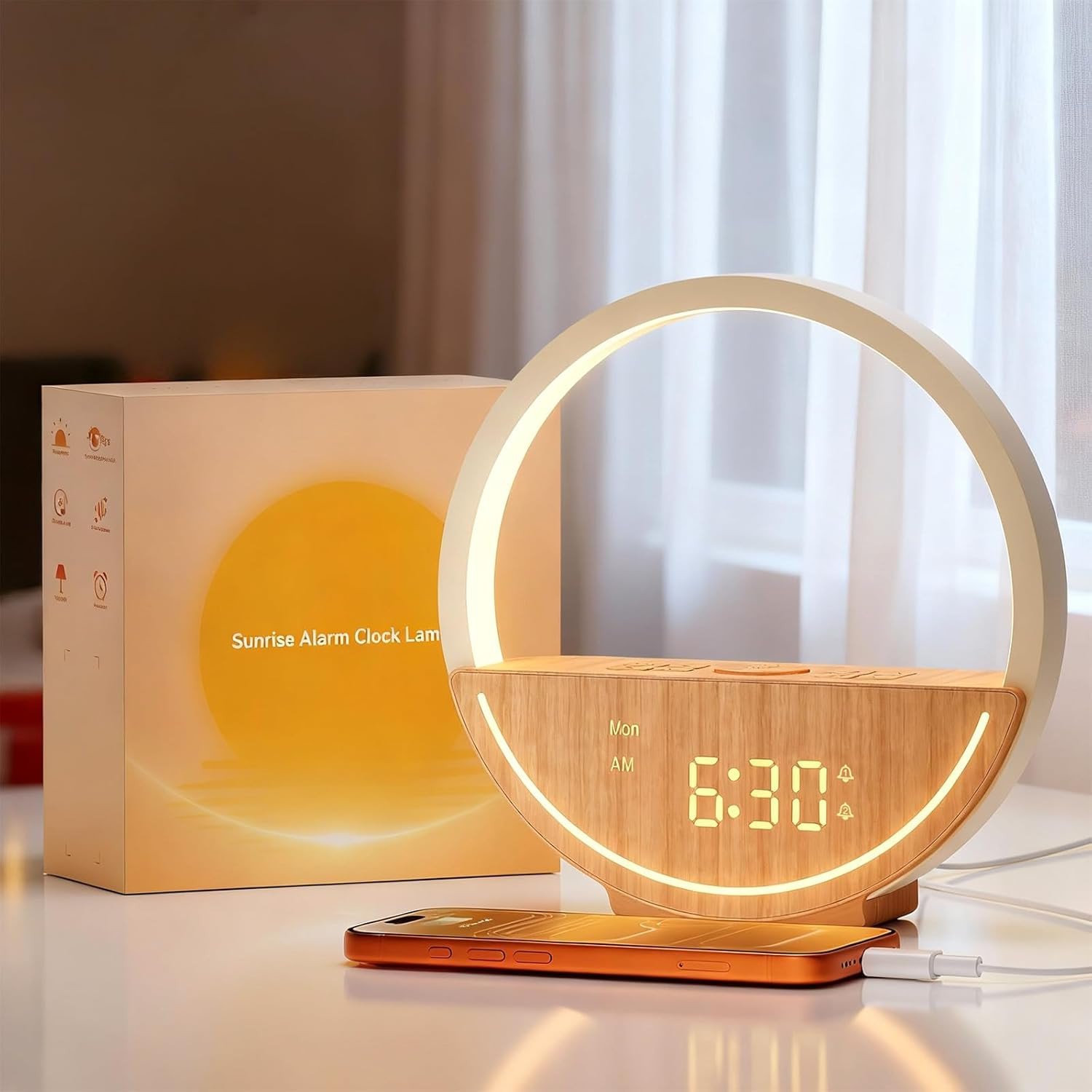 Vivilumens Wake up Light Sunrise Alarm Clock-White Noise Sound Machine with 10 N
