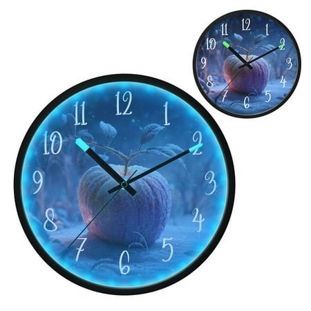 Voice Controlled Luminous Clock LED Night Light 12 Inch Silent Wall Clock Suitable for Bedroom and Living Room Home Decoration Frozen Apple