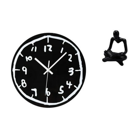 Wall Clock Decorative Abstract Thinker Resin Artistic Graffiti Design for Contemporary Home Office Dining Room
