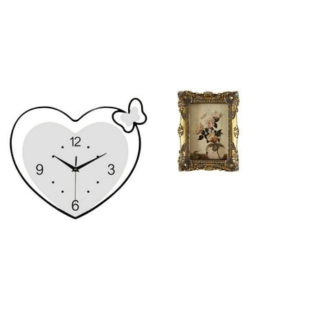 Wall Clock Picture Frame Ornate Frame Quiet Movement Acrylic for Bedroom Study Room Family Dining Hallway