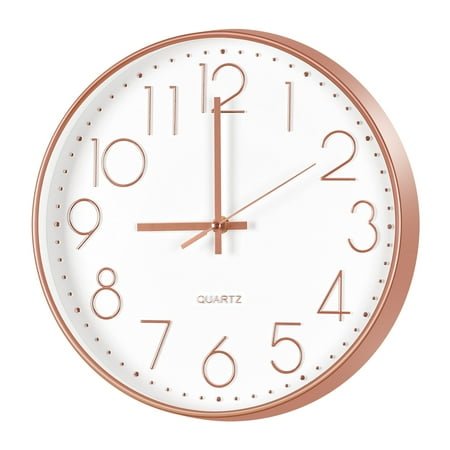 Wall clock Plastic Silent Suitable for decoration 12in Rose Gold