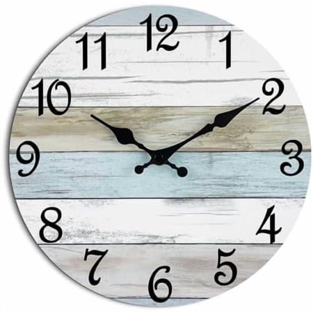 Wall Clock, Silent Non Ticking Battery Operated, Rustic Coastal Country Clock Decorative for Bathroom Kitchen Bedroom 8