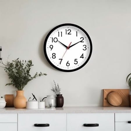 Wall Clock Small Analog 8 Inch Silent Non Ticking Battery Operated Modern Simple Decorative for Kitchen Office Bedroom Bathroom Living Room(Black)