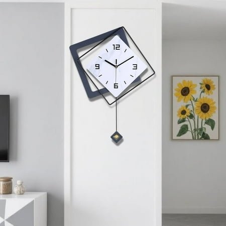 Wall Clock with Pendulum, Silent Quality Quartz Battery Operated