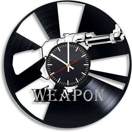 Weapon Vinyl Wall Clock,Vinyl Record Clock Wall Art Unique Room Home Decorations Black Handmade Art Gift
