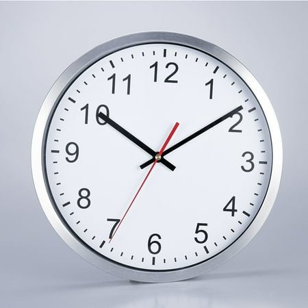 WHAMVOX Silent Wall Clock with Non-Ticking Function for Bedroom or Living Room Silver Metal 30x30cm