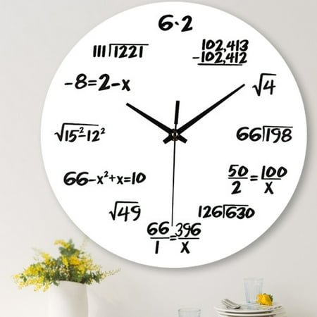 WHAMVOX White Mathematical Formula Wall Clock for Daily Use Modern Wood Design Home Office Classroom Decor