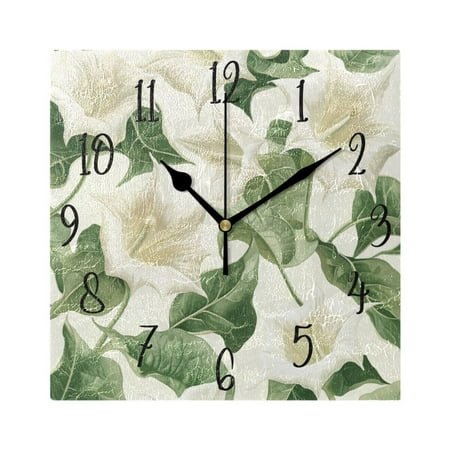 WOBOGO Datura Stramonium Wall Clock 7.78 Inch Battery Operated Silent Unit Square Rustic Vintage Style for Home Bedroom Office Black Pointer