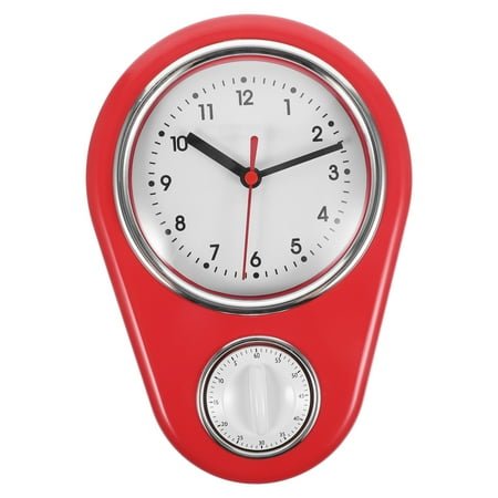 WORGEOUS Hourglass Vintage Small Clocks Battery Operated Wall Timer Red