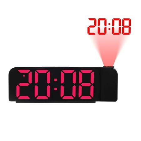 Xecvkr Projection Digital Alarm Clock Bedroom Colorful LED Snooze Mirror 12/24H USB Battery Backup Temperature Display 19.6x3x6.5cm 1 Pack