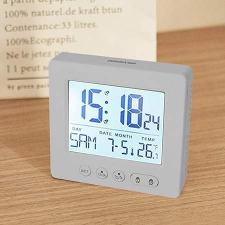 XGFHYJEH Alarm Clock, Atomic Clocks, Alarm Clock for Kids, Digital Clocks Large Numbers, Small Smart Bedside Tabletop Clock with Large LED Display & Temperature