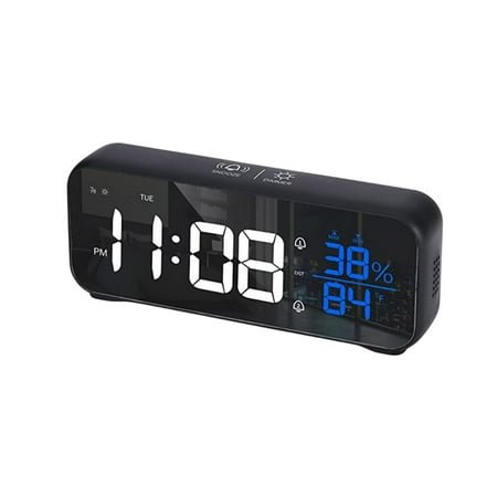 YIEMEEN Modern LED Music Alarm Clock with 1200mAh Battery and Voice Control Temperature