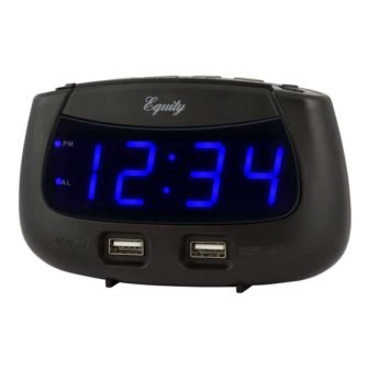 0.9 in. Blue LED Dual USB Digital Alarm Clock