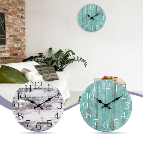 1-2PC. Modern Silent Wall Clocks Beach Themed Quartz Wall Clocks Battery Powered