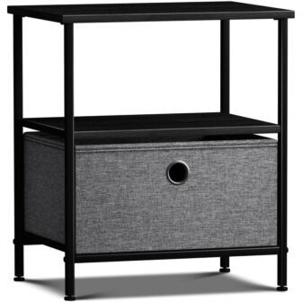 1-Drawer Black Nightstand 18.37 in. H x 15.75 in. W x 15.75...