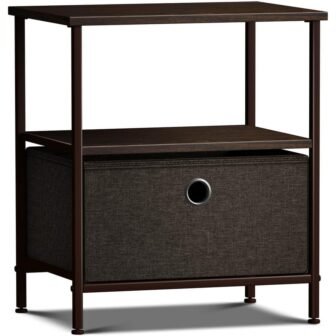1-Drawer Brown Nightstand 18.37 in. H x 15.75 in. W x 15.75...
