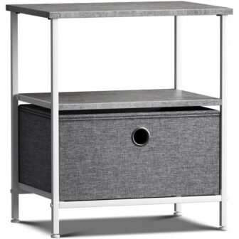1-Drawer Gray Nightstand 18.37 in. H x 15.75 in. W x 15.75...