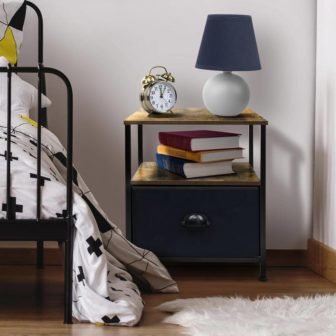 1-Drawer Rustic Black Nightstand 18.37 in. H x 15.75 in. W x...
