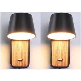 1-Light Black Plug-In Swing Arm Wall Lamp (Set of 2)