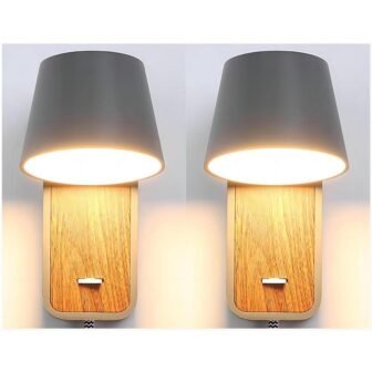 1-Light Gray Plug-In Swing Arm Wall Lamp (Set of 2)