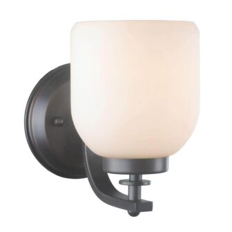 1 Light Oil Rubbed Bronze Sconce with White Frosted Glass Shade