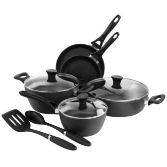 10-Piece Aluminum Cookware Set in Black