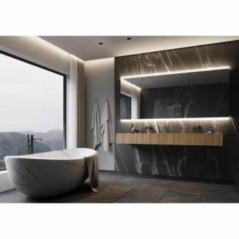 100 in. W x 45 in. H Rectangular Frameless Wall Mounted Bathroom...