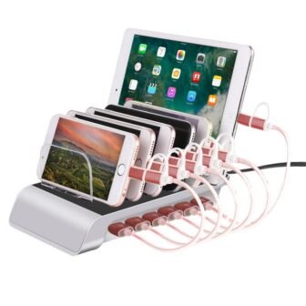 10.2 Amp 6-Port Silver USB Charging Station