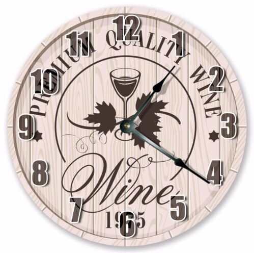 10.5" GLASS OF WINE CLOCK - Large 10.5" Wall Clock - Home Décor Clock - 3006