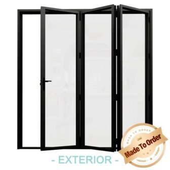 108 in. x 96 in. Left Swing/Outswing Double Tempered Glass Black Aluminum...
