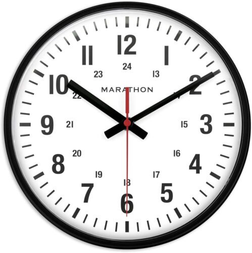 10β Analog Clock, Black - Silent, Continuous-Sweep Second Hand - Easy-To-Read Di