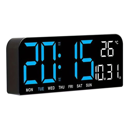 10" Digital Wall Clock Large Display with Auto-Dimming Date/Week/Temperature