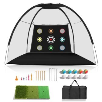 10 ft. x 7 ft. Golf Practice Net with Targets, Golf Mat,...